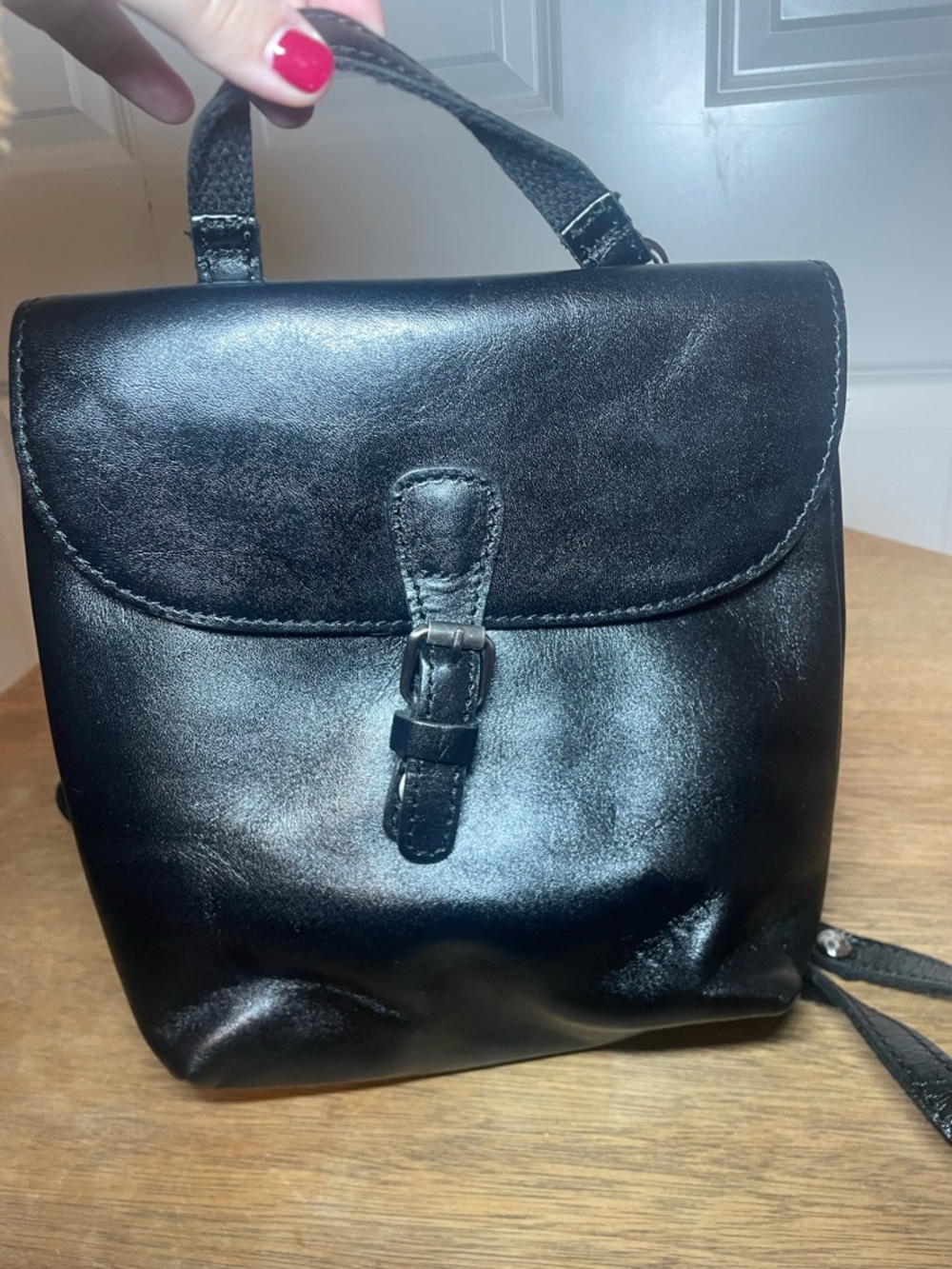 Patricia Nash Vatoni Black Leather Convertible Backpack Crossbody Bag